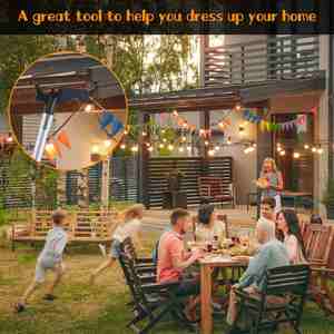 מוט טלסקופי ארוך מאלומיניום עם וו רב תכליתי, ללא סולם, לתליית תאורת חג המולד, כלי להתקנה, תלייה, ניקוי חוטים - Product Image 4