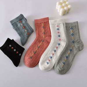 High Quality Cotton Socks Autumn Winter Korean Sen <b>Tied</b> Socks Womens Middle Tube Retro Literary Socks - Product Image 5