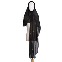 Voile longue musulmane unie en mousseline de chanvre élastique, châle perlé avec strass papillon, hijab instantané extensible et respirant