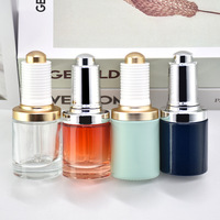 Botol Mini kemasan kosmetik 15 ml, botol minyak penitis kaca dengan pompa putar otomatis, botol Serum Tutup tombol semprot sendiri