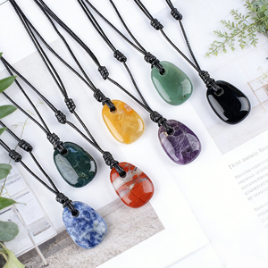 Collar de Moda con Piedra Curativa de Cristal Natural en Forma de Gota de Agua, Hecho a Mano, Pulido, con Cadena de Cuerda Ajustable, Regalo de <span class=keywords><strong>Boda</strong></span> - Product Image 4