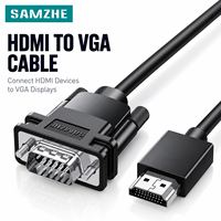 Câble convertisseur HDMI vers VGA SAMZHE 1080P avec gaine en PVC et blindage en feuille, compatible HDTV, pour ordinateur portable, projecteur, téléviseur, moniteur, adaptateur d'ordinateur
