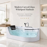 Baignoire Balnéo Moderne Autoportante de Qualité Commerciale, Baignoire de Luxe en Acrylique avec Panneau Transparent, Portable pour Villa