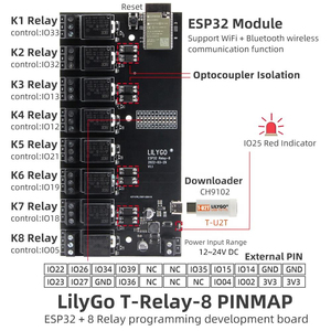 En stock, carte de développement ESP32 <span class=keywords><strong>LILYGO</strong></span> <span class=keywords><strong>T</strong></span>-Relay originale, module relais 8 canaux 5V, isolation optocoupleur, WiFi - Product Image 4