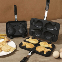 Poêle à Taiyaki 2, 3 ou 4 poissons, antiadhésive, pour gaufres, mini-œufs et crêpes, ensemble de cuisson