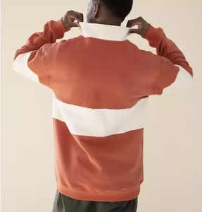 New Fashion Quater Zipper <strong>Hoodie</strong> <strong>Men</strong> <strong>Orange</strong> Plain Pullover 1/4 Zip Funnel Neck Sweatshirt - Product Image 3