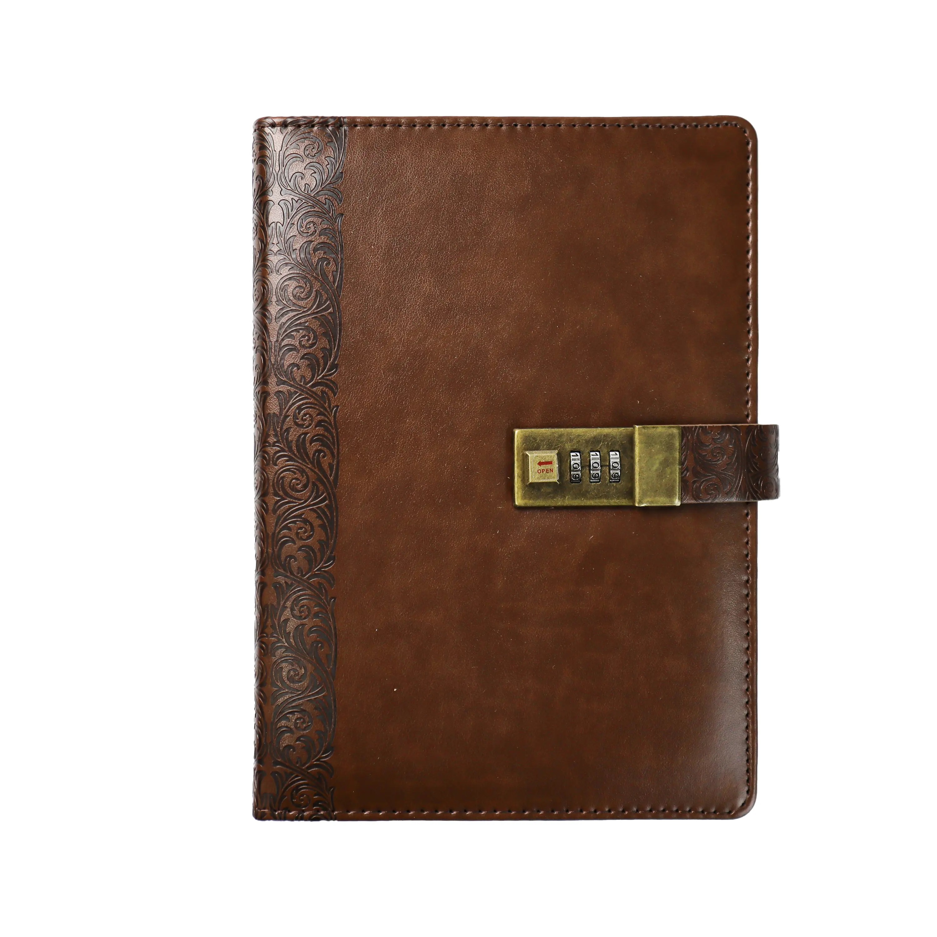 Passen Sie A5 PU Leder Vintage Journal Notizbuch Tagebuch mit Schloss an