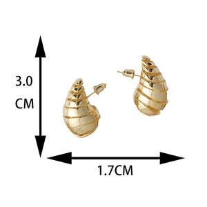 Pendientes de Aro de Aleación de Zinc S925, Chapados en Oro de 14K, 3.0 cm de Diámetro, Diseño Geométrico, Joyería de Moda para Mujer, Uso Diario - Product Image 4