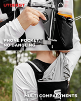 Sac à dos d'hydratation pour la course à pied, en nylon, multi-poches, 5L, grande capacité, marathon, trail, pliable, avec gourde souple de 500ml