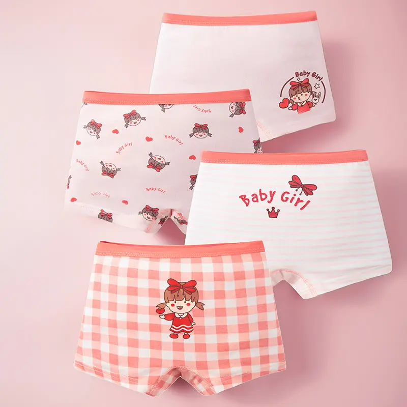 Culottes en coton pour enfants Filles Cartoon Soft Underwear Kids Organic Boxer Briefs