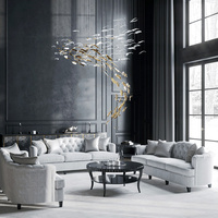 Lustre en verre LED personnalisé avec de grandes plumes, décoration pour villa, hôtel, hall d'entrée, salle de banquet
