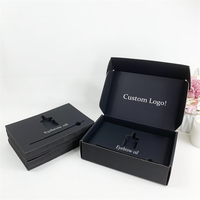 Boîte d'expédition en carton ondulé noir avec logo personnalisé, emballage écologique pour vêtements, soins de la peau, produits vestimentaires