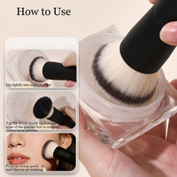 Pinceau Kabuki de Haute Qualité à Manche en Bois Noir, Pinceau de Maquillage Synthétique Professionnel Unique, Logo Personnalisé, Vente en Gros