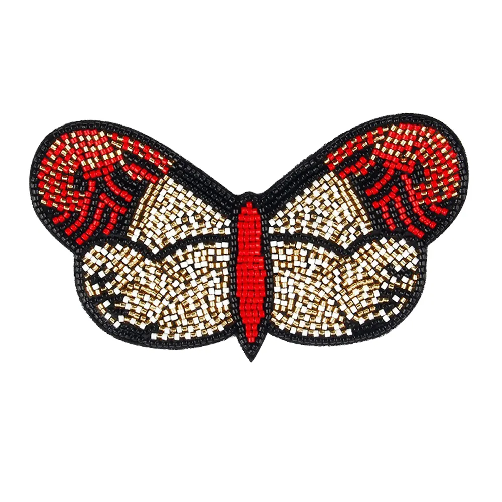 Bereit zu versenden Mode Schmetterling Applikation Eisen auf Patches Perlen Design Stickerei Patches