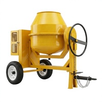 Bétonnière portable à moteur diesel 280L, 4 roues, tambour inclinable, simple, pour béton et ciment