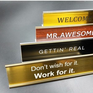 L-Shaped Desk Card Holder Gold 5x20cm Metal Office Hotel Nameplate Vertical Type - Product Image 4