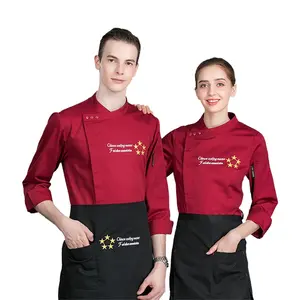 Latest style fashion long sleeve french shoulder restaurant coat kitchen cooking black chef hotel staff uniform