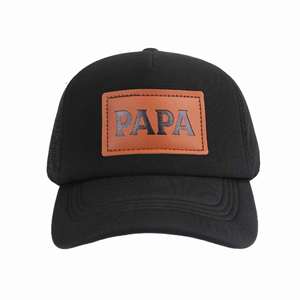 High Quality 6-Panel 112 Cap Style Structured Mesh Trucker Hat Leather Patch Logo Retro Theme Portable Gravure Printed for <b>Gifts</b> - Product Image 4