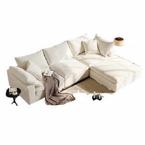 Canapé d'angle moderne inclinable en tissu mousse haute densité 45D, directement de l'usine, compressé sous vide, convertible en lit, pour appartement et centre commercial - Product Image 1