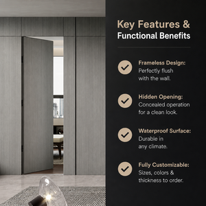<span class=keywords><strong>Porte</strong></span> <span class=keywords><strong>invisible</strong></span> moderne encastrée dans le mur <span class=keywords><strong>avec</strong></span> charnières dissimulées, <span class=keywords><strong>porte</strong></span> de passage secrète en placage sans joint pour la maison - Product Image 3