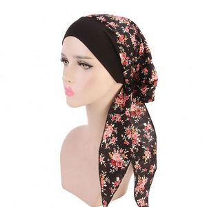 Women Vintage Silky Turbans Bonnet Elastic Wide <b>Band</b> Multifunction Printing <b>Hat</b> Chemo Hair Cap - Product Image 4