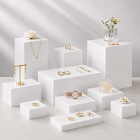 Boîte de présentation de bijoux en acrylique blanc, support décoratif pour fleurs, présentoir à gâteaux/desserts pour mariage et fête, pour buffet et hôtel