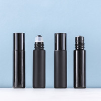 Flacon à bille en verre noir mat pour huiles essentielles, 5 ml et 10 ml, en obsidienne, vente en gros