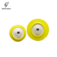 Pour la polisseuse de détail de voiture en PU jaune de 5 pouces avec plaque de support flexible et tampon de détail de qualité supérieure