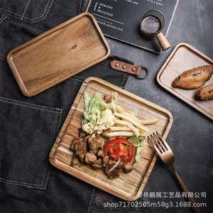 Bandeja Cuadrada de Madera de Acacia Pengzhan Crafts 30x20cm, Bandeja Resistente para Servir Alimentos, Uso Doméstico - Product Image 1