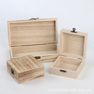 Paulownia Wood Storage <b>Box</b> Rectangular Jewelry <b>Box</b> Desktop <b>Gift</b> Packaging Household Sundries Container - Product Image 3