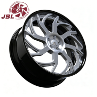 Nouvelles jantes en alliage d'aluminium forgé deux pièces de 18 à 26 pouces, argent/noir, à rayons ondulés, rivetées, à large bord, 5x114.3 25mm pour Crown VIP Stance