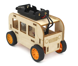 Équipement d'expérience physique garçon de bus à commande vocale modèle de bus de voiture assemblé à la main bricolage moteur en bois jouet électrique physique - Product Image 2