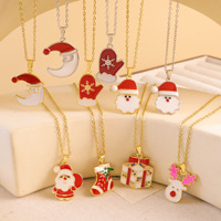 Colliers de Noël pour femmes, breloques clochettes, colliers rennes de Noël, cannes en forme de bonbons, Père Noël et colliers sapins de Noël