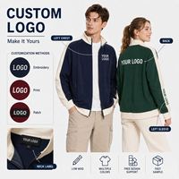 Veste zippée unisexe personnalisable avec logo, col montant, sweat-shirt color block, veste de survêtement vierge pour impression, tenue d'équipe, OEM en gros