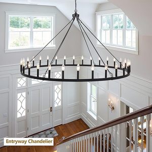 Lámpara de Araña Extra Grande Estilo Rústico, Color Negro, Redonda, para Decoración Rústica, Precio de Mayoreo para la Industria - Product Image 3