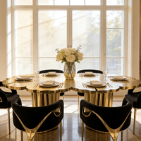 Table à manger de luxe haut de gamme, design unique, forme originale, villa, restaurant, banquet, ensemble de meubles pour 6 à 8 personnes