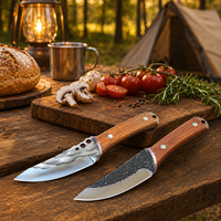 Couteau à dépecer en acier inoxydable 4cr13 forgé à la main, manche en bois de rose, mini couteau de boucher, couteau de chasse portable pour le camping en plein air, OBM