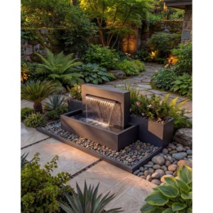 Jardinera Trasera de Acero Inoxidable 316L con Cascada, 220x20 cm, para Hoteles, Villas y Proyectos de Paisajismo - Product Image 1