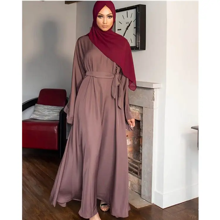 2021 Hot Selling Einfarbige Roben Abaya Dubai Islamische Kleidung Bescheidene muslimische Kleider.
