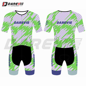 Traje de Ciclismo Personalizado Darevie OEM para Hombre, de Secado Rápido, de Una Pieza, Manga Corta, para Triatlón - Product Image 4