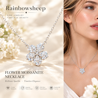 Kalung Perak Sterling S925 Motif Bunga Moissanite Warna D Liontin Elegan Perhiasan Berkualitas Tinggi Hadiah Pesta Harian untuk Wanita
