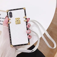 Étui de téléphone en cuir de luxe Weview pour iPhone 14 13 Pro Max, étui de téléphone vintage à motif carré tendance