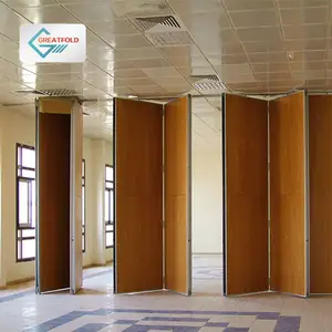 Operable Partition Wall Collapsible Walls Partition Wood Grain Operable Wall Soundproof Folding Sliding Office Meeting Room Movable Partition Wall