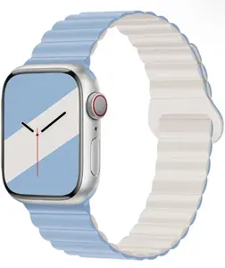 Apple Watch 시계 스트랩 액세서리를위한 패션 포워드 럭셔리 및 스포츠 새로운 마그네틱 실리콘 루프 밴드