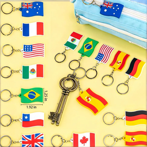 Llavero con Mosquetón de Bandera Nacional, PVC, Goma Suave, Ecológico, Duradero, Colgante de País, Colorido, Viajes por el Mundo, Personalizable por QuanChi - Product Image 2