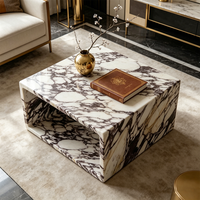 Table basse rectangulaire de luxe moderne en marbre naturel Calacatta Viola, table d'appoint blanche, table à café pour salon, villa