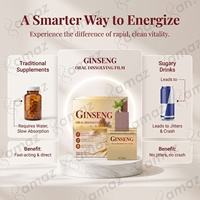Film oral à dissolution rapide au ginseng, extrait de Panax Ginseng, complément de bien-être à base de plantes, bandelettes vitaminées, fabricant OEM en marque blanche