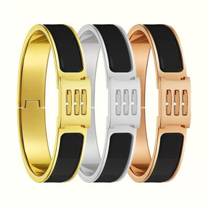 Tasarımcı moda marka paslanmaz çelik bilezik su geçirmez altın kaplama mektup H emaye tasarım lüks Trendy <span class=keywords><strong>Unisex</strong></span> bilezik - Product Image 1