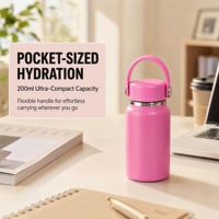 Bouteille d'eau isotherme personnalisée avec logo, 200 ml, double paroi, acier inoxydable 304, goulot étroit, avec poignée en silicone, gobelet de voyage, 6,7 oz