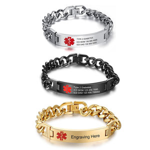 กำไลข้อมือแจ้งเตือนทางการแพทย์ Lanson DIY ขายส่ง กำไลสัญลักษณ์ทางการแพทย์สแตนเลสขนาด 12 มม. กำไลข้อมือแจ้งเตือนทางการแพทย์แบบ DIY - Product Image 1